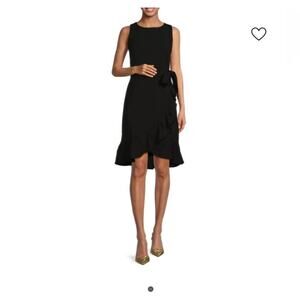 Calvin Klein Black Flounce Hem Wrap Dress | NWT | Sz. 2 Cocktail Holiday Wedding